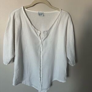 OH MY GAUZE White Tiny Cotton Gauze Top Size 1 (S/M)